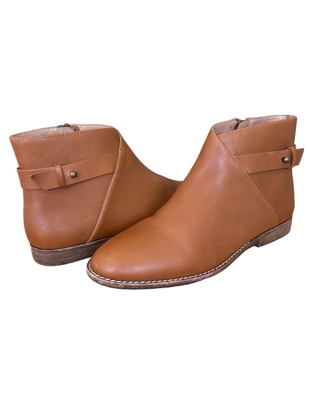 MADEWELL Flat Boot Leather‎ Brown Cognac Minimalist Quiet Luxury Riding Boot 7.5